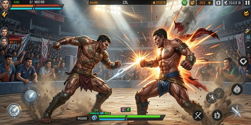 Tampilan gameplay 33L dengan pertarungan seru antara karakter.