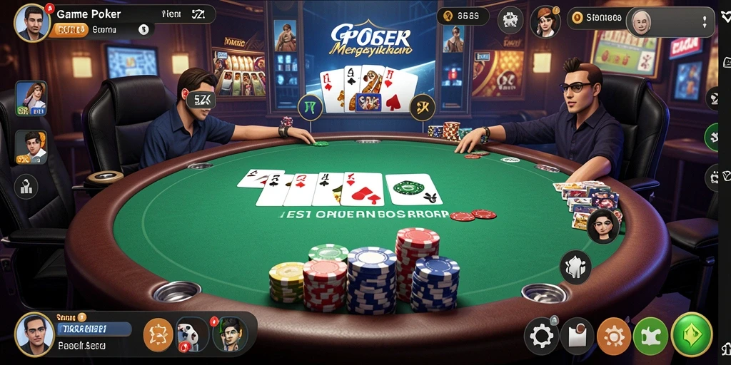 Screenshot gameplay 5ZK yang menunjukkan aksi Poker seru.