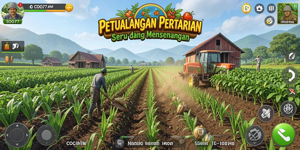Tangkapan layar COO77 menunjukkan gameplay pertanian yang interaktif dan menyenangkan.