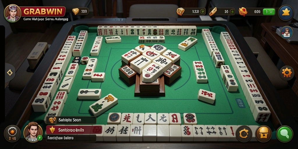 Tampilan gameplay menarik dari GRABWIN dengan ubin Mahjong.