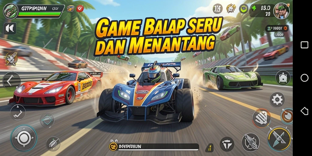 Tangkapan layar menunjukkan gameplay balap yang intens dan grafis memukau di GTPIDN.
