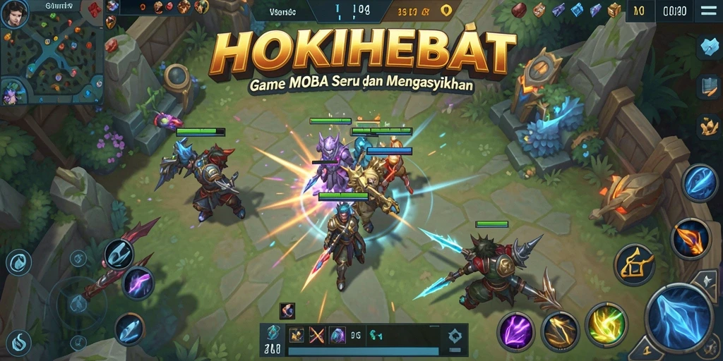 Tampilan gameplay seru dari HOKIHEBAT di arena MOBA.