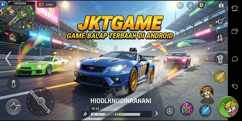 Tampilan utama gameplay JKTGAME dengan aksi balapan seru.