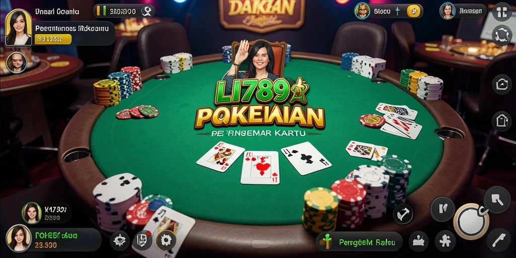 Screenshot utama dari LI789 menampilkan aksi seru dalam permainan Poker.