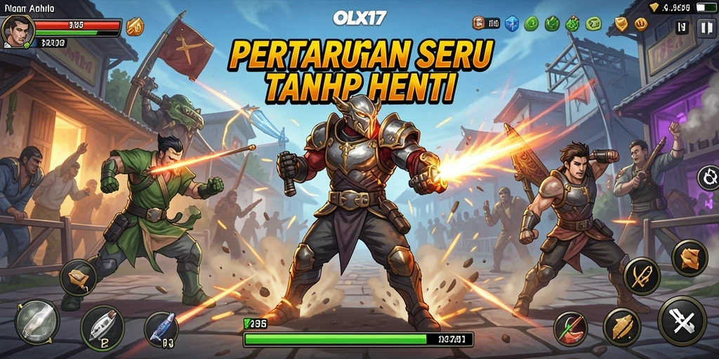 Gameplay mendebarkan dalam OLX17 menunjukkan pertarungan sengit antar karakter.
